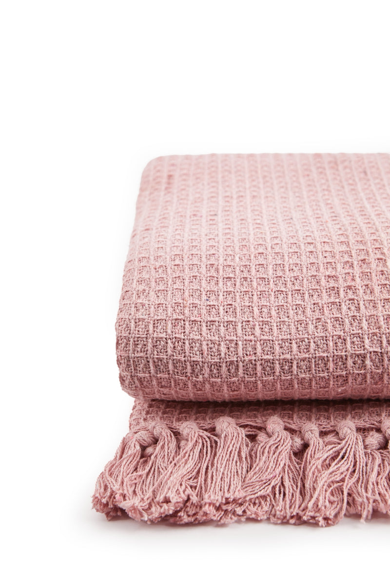 Honeycomb - Recycled Cotton Throw in Blush Pink