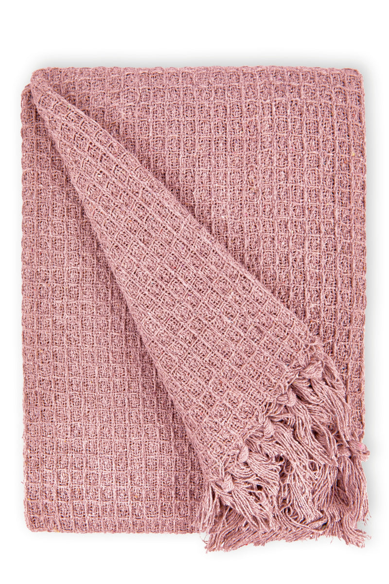 Honeycomb - Recycled Cotton Throw in Blush Pink