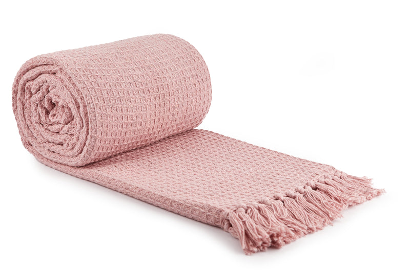 Honeycomb - Recycled Cotton Throw in Blush Pink