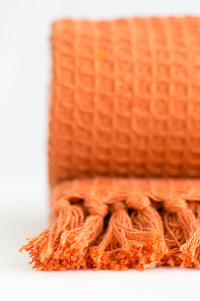 Honeycomb - Recycled Cotton Throw in Orange