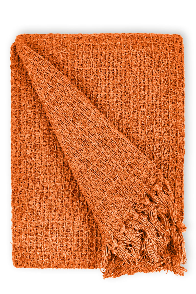 Honeycomb - Recycled Cotton Throw in Orange