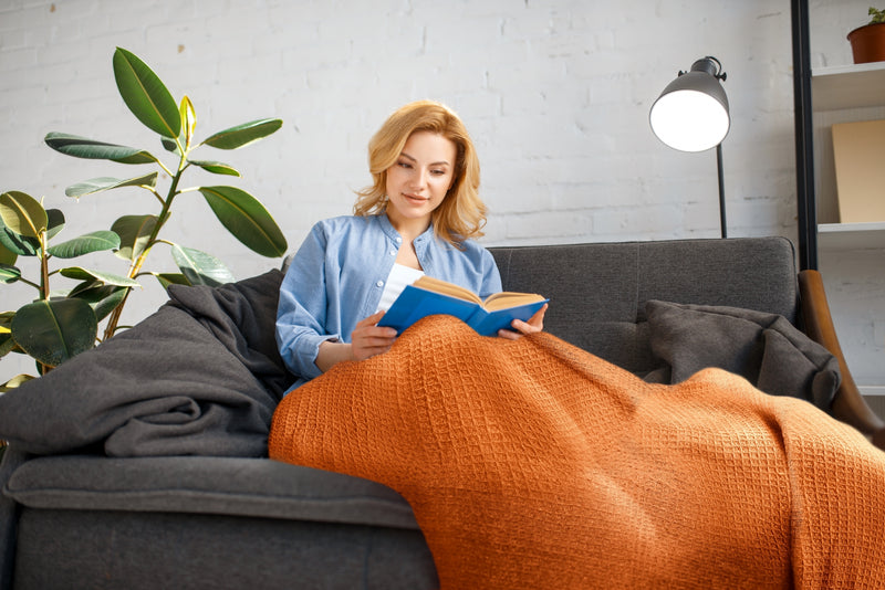 Honeycomb - Recycled Cotton Throw in Orange