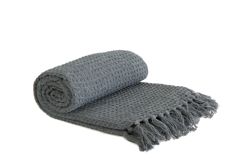 Honeycomb - Recycled Cotton Throw in Charcoal