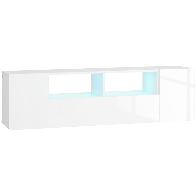 HOMCOM TV Unit Cabinet for TVs up to 60", TV Stand with LED Lights, White