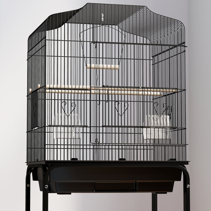 PawHut Bird Cage for Budgie Finch Canary Parakeet W/ Stand Tray Black