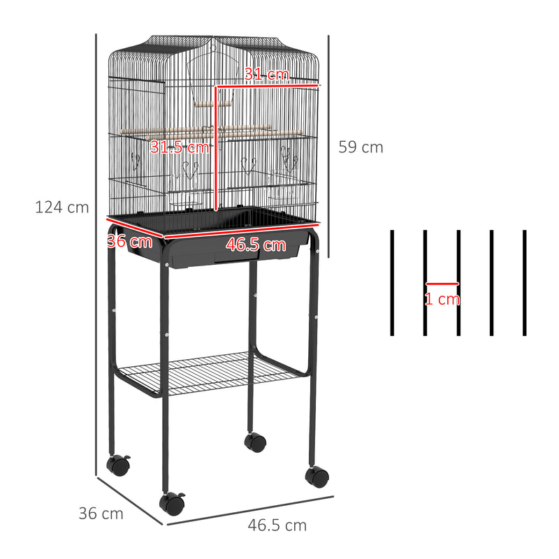 PawHut Bird Cage for Budgie Finch Canary Parakeet W/ Stand Tray Black