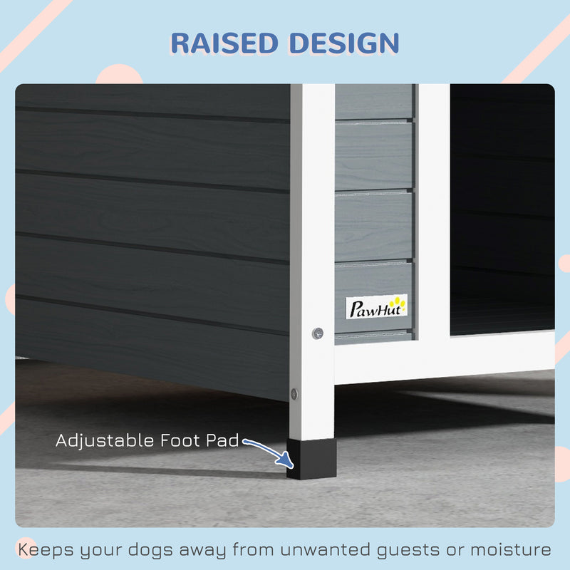 PawHut Dog Kennel Outdoor Dog House w/ Removable Floor, for Medium Dogs - Grey