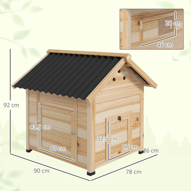 PawHut Wooden Duck House, Poultry Coop with Double Doors, Openable Roof