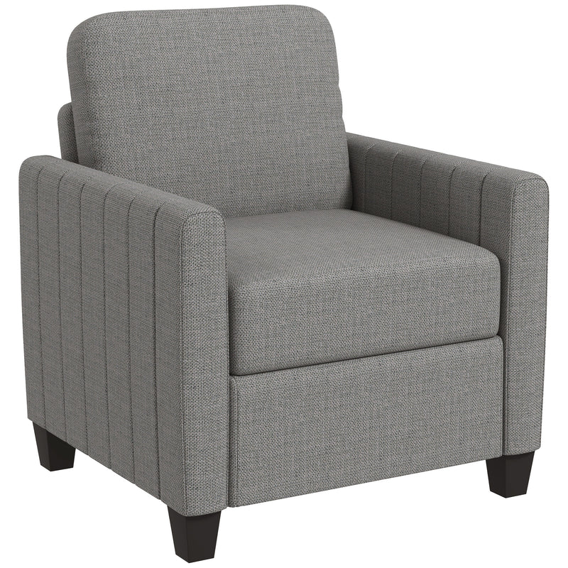 HOMCOM Modern Grey Accent Chair with Spring Cushion, Back Pillow