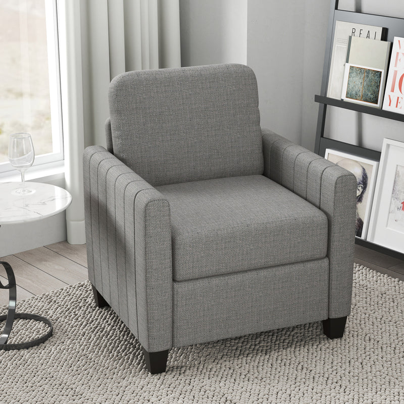 HOMCOM Modern Grey Accent Chair with Spring Cushion, Back Pillow