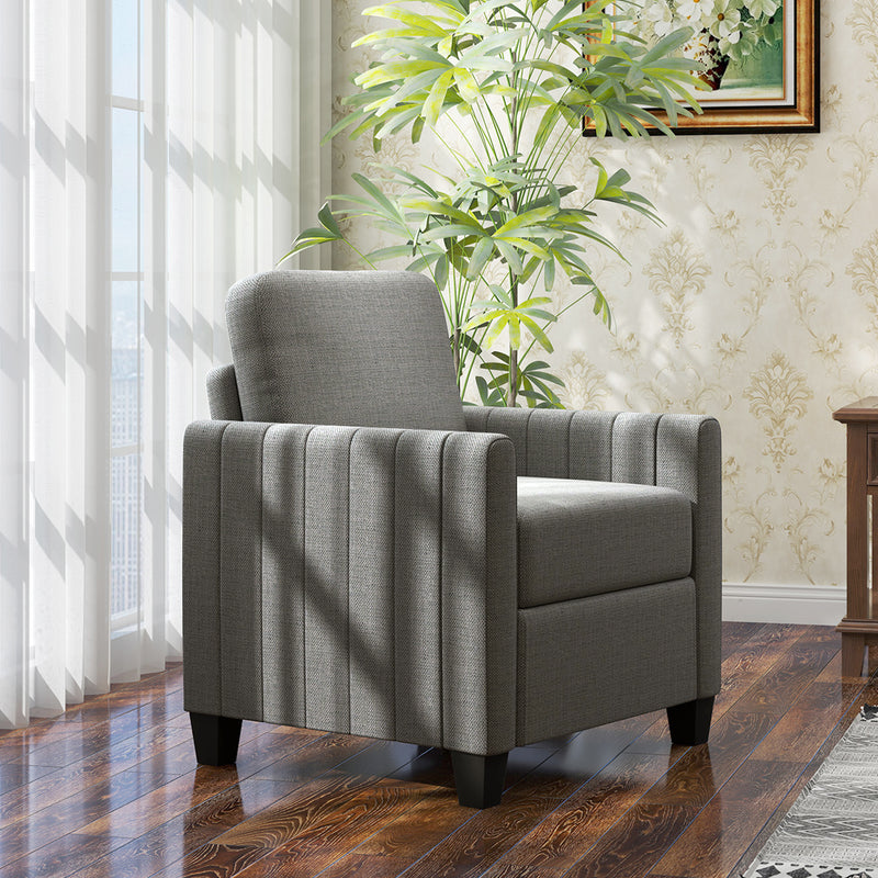 HOMCOM Modern Grey Accent Chair with Spring Cushion, Back Pillow