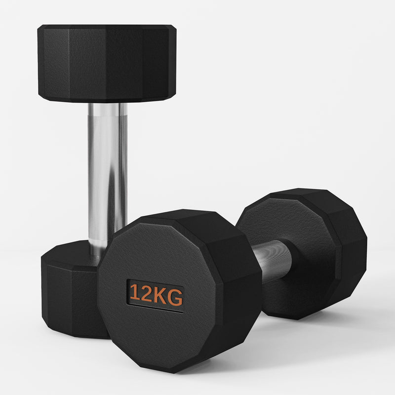 2 x 12kg SPORTNOW Dumbbells Weights Set with 12-Sided Shape and Non-Slip Grip