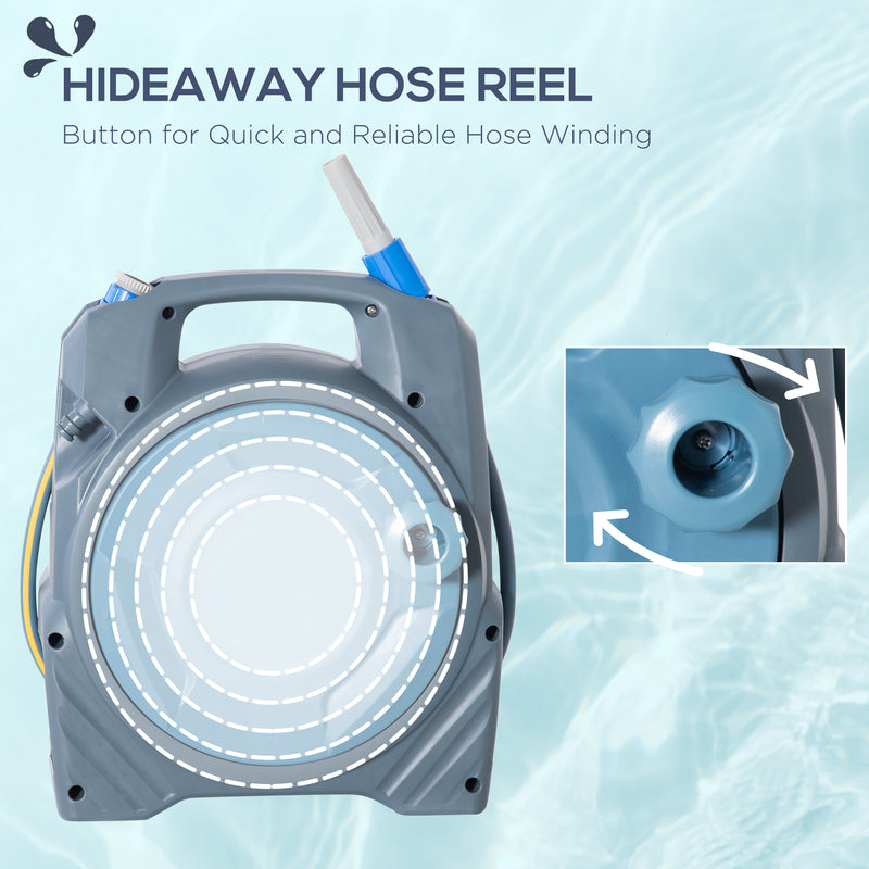 Outsunny Retractable Hose Reel Wall Mounted w/ Lead-in Hose and