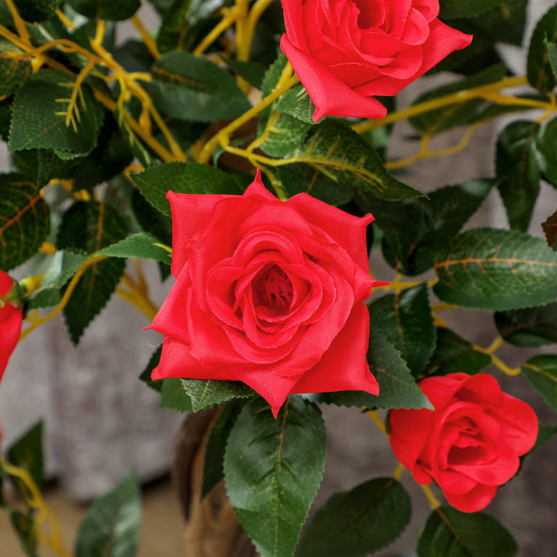 Outsunny Set of 2 90cm Artificial Rose Tree, Fake Decorative Plant