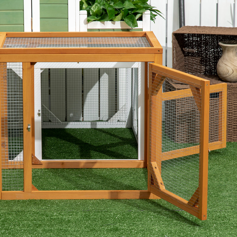 PawHut Wooden Chicken Coop w/ Perches, Doors, for 2-4 Chickens