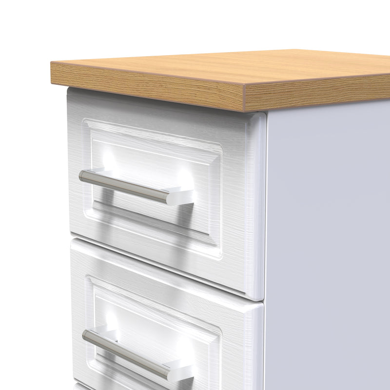 Kingston Ready Assembled Tallboy Chest of Drawers with 5 Drawers  - White Ash & Bardolino Oak