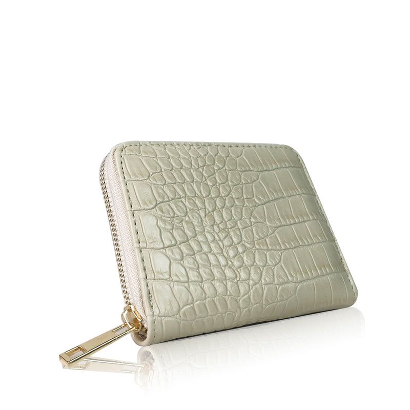 Snake Print Short Purse -  Beige