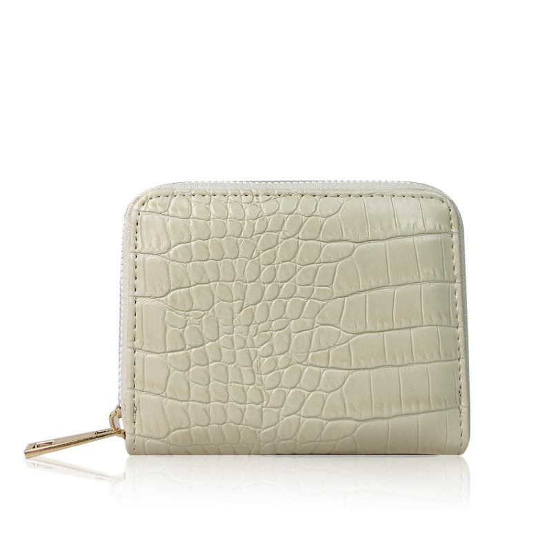 Snake Print Short Purse -  Beige