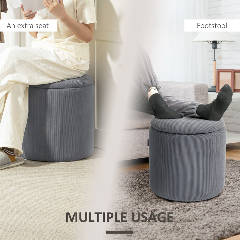 HOMCOM Fabric Storage Ottoman with Removable Lid, Set of 2, Light Grey