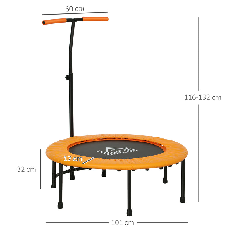 HOMCOM 40'' Mini Trampoline Adult Rebounder Jumper w/ Handle Fitness Orange