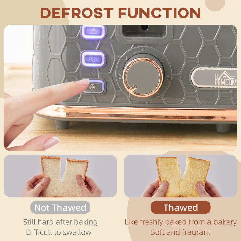 HOMCOM Toaster with 4 Slot, 7 Browning Levels, 1600W, Honeycomb