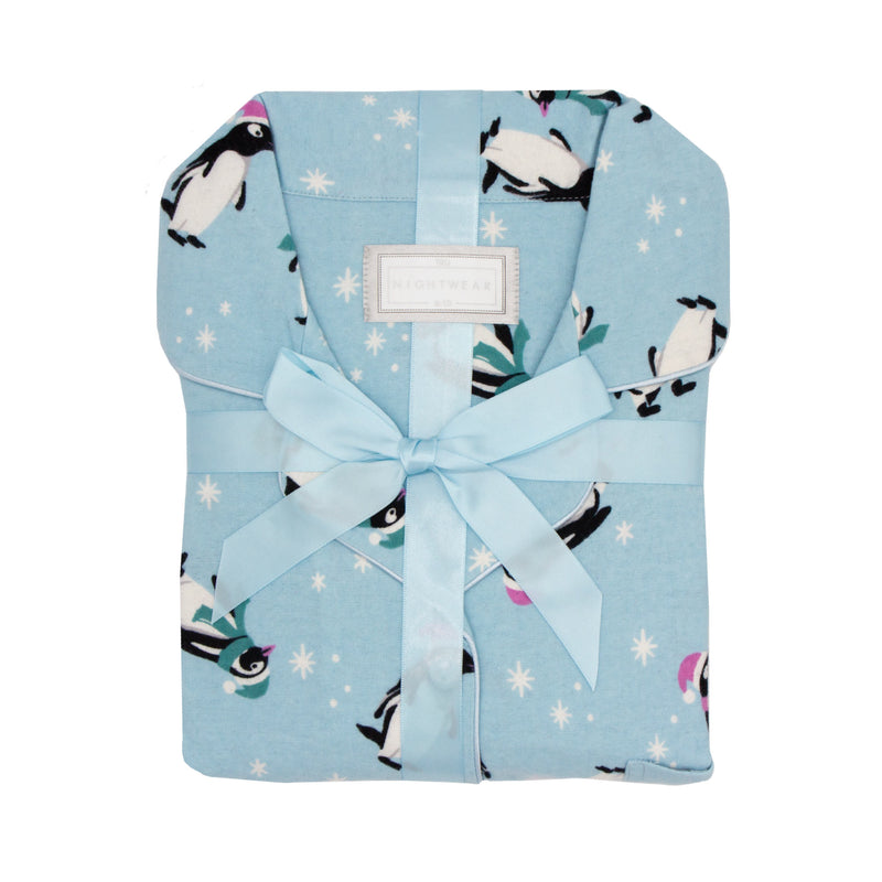 Tru Ladies Penguin Flannel Pyjama - Blue