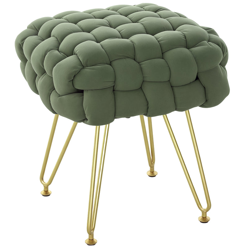 HOMCOM Woven Velvet Foot Stool with Steel Legs for Living Room