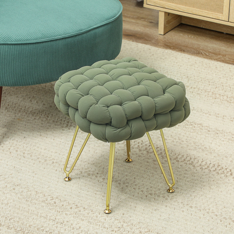 HOMCOM Woven Velvet Foot Stool with Steel Legs for Living Room