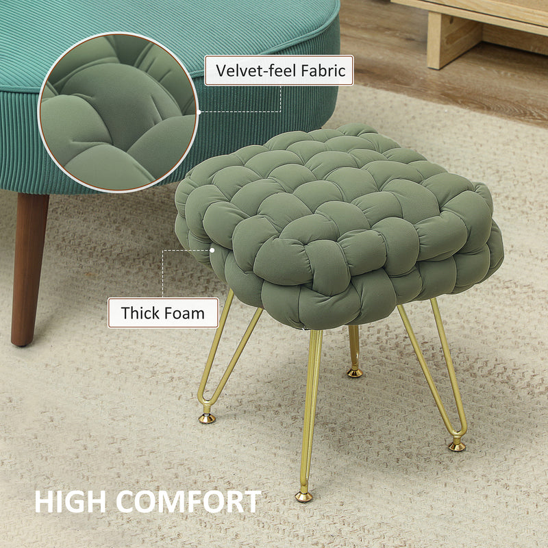 HOMCOM Woven Velvet Foot Stool with Steel Legs for Living Room