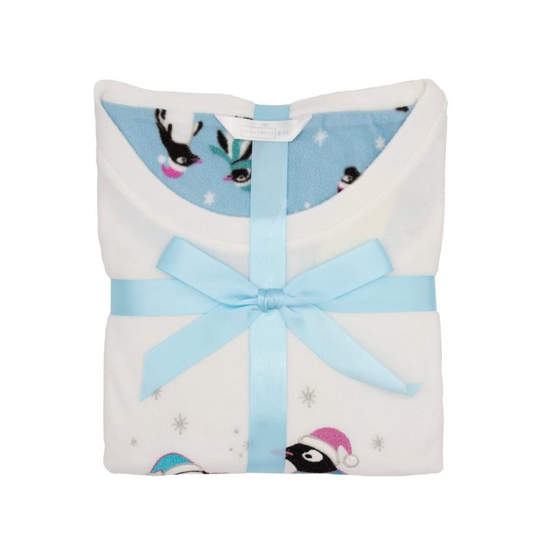 Tru Ladie Penguin Fleece Pyjama - Blue