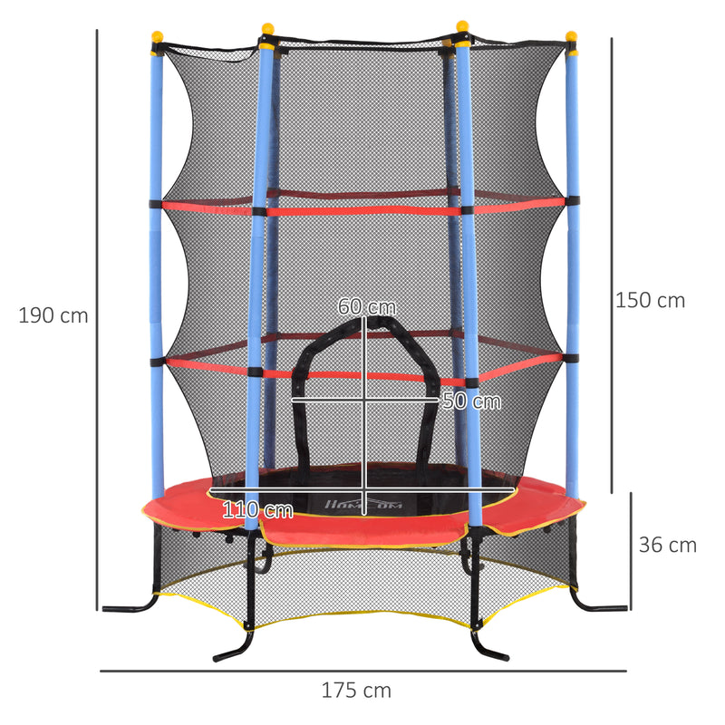 HOMCOM Trampoline for Kids w/Enclosure Net Built-in Zipper 3-10 Year