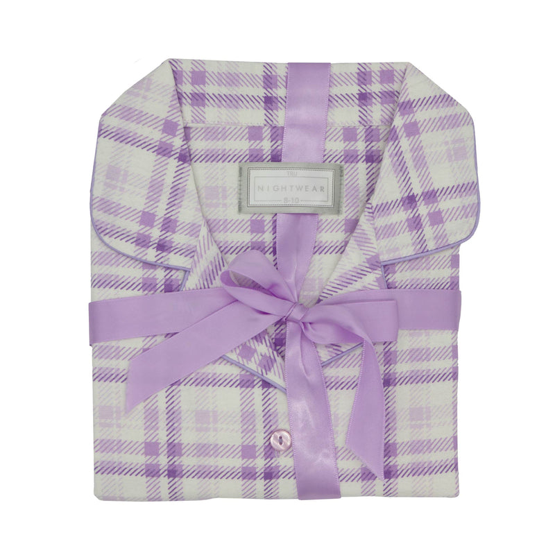 Ladies Flannel Pyjamas - Lilac Check