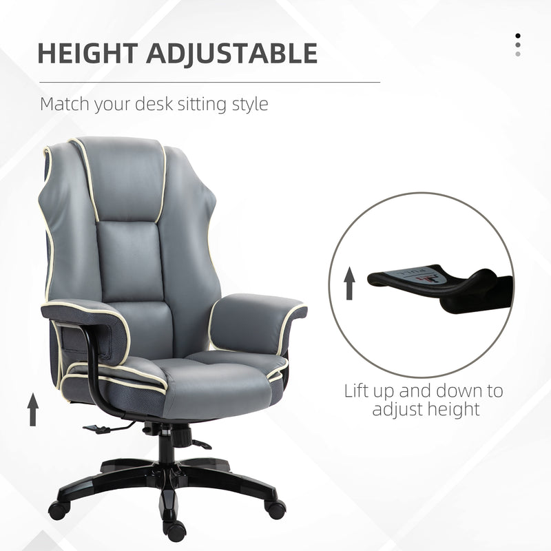 Vinsetto High Back Office Chair with Height Adjustable, Reclining, Grey