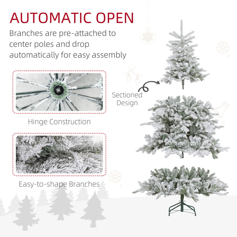 HOMCOM Artificial Christmas Tree with Realistic Snow Branches, LED Lights