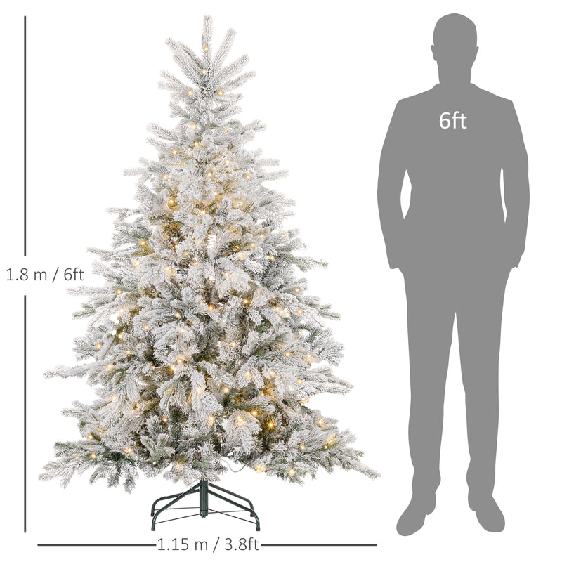 HOMCOM Artificial Christmas Tree with Realistic Snow Branches, LED Lights