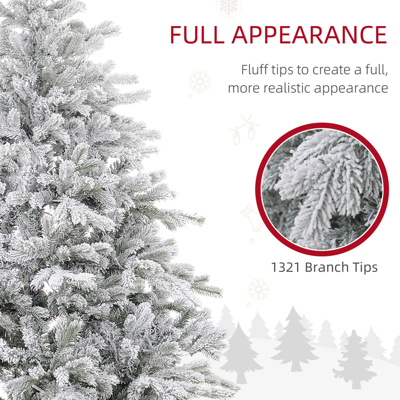 HOMCOM Artificial Christmas Tree with Realistic Snow Branches, LED Lights