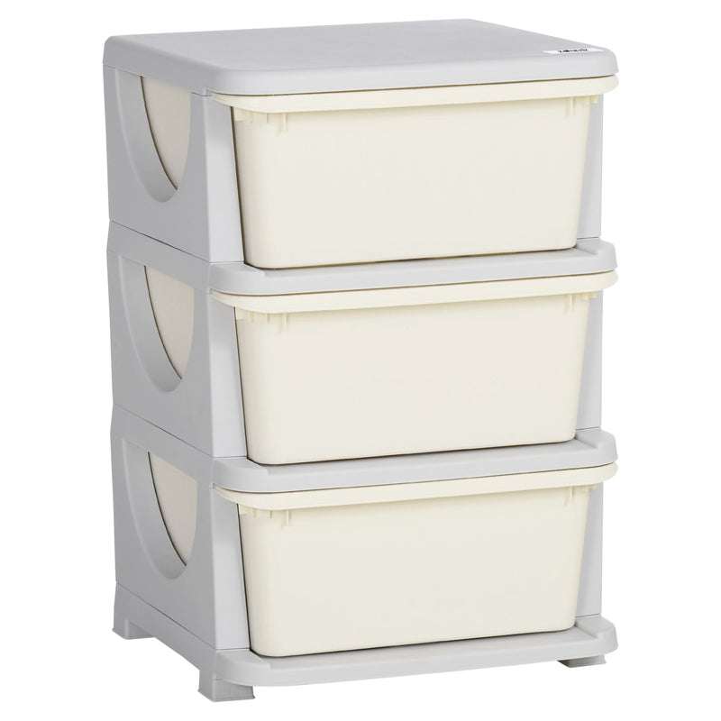 ZONEKIZ Kids Storage Units with Drawers 3 Tier Chest - White