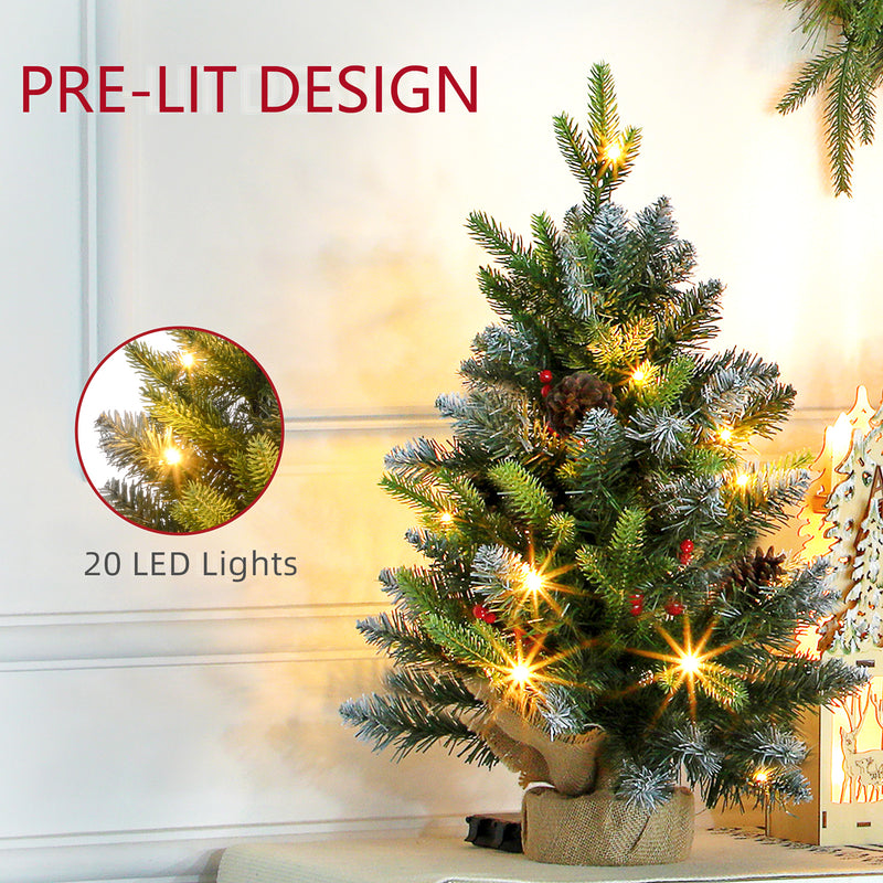 HOMCOM 2 Pieces Prelit Artificial Tabletop Christmas Trees, LED Display