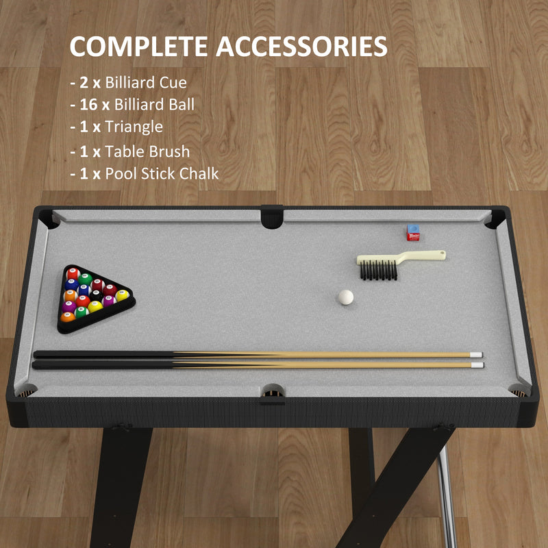 SPORTNOW 3.5ft Folding Pool Table Set with Cues, Balls, Chalk, Triangle, Brush