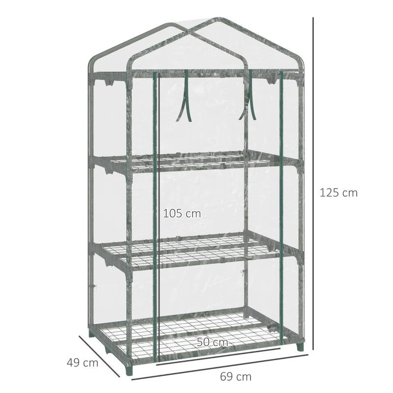 Outsunny Mini Greenhouse 3 Tier 69Lx49Wx125H cm - Clear