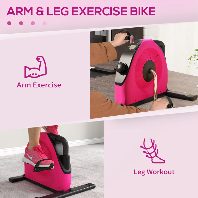 SPORTNOW Mini Exercise Bik Under Desk Bike for Legs and Arms Workout, Red