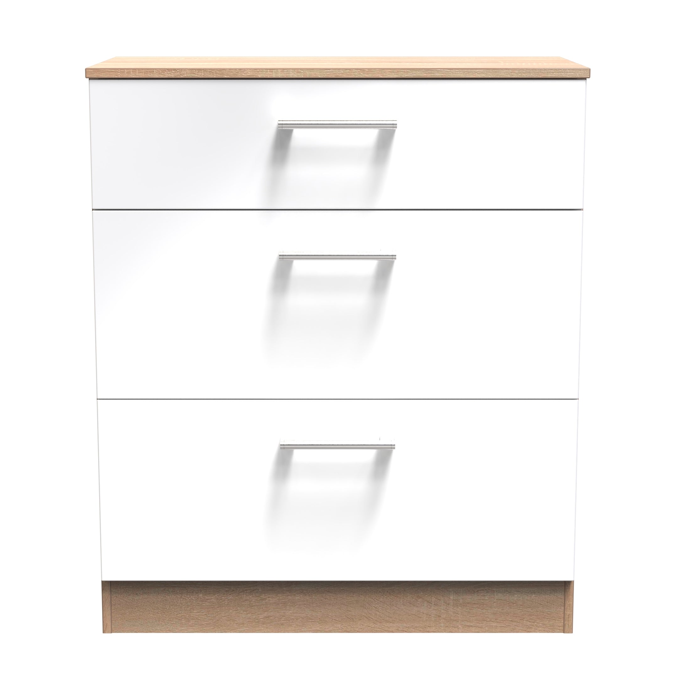 Milan Ready Assembled Chest Of Drawers with 3 Drawers - White Gloss