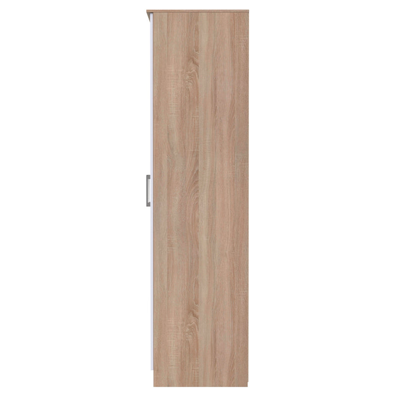 Milan Ready Assembled Wardrobe with 2 Doors - White Gloss / Oak