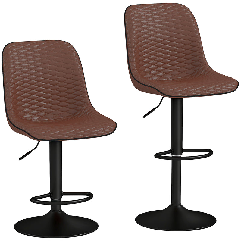 HOMCOM Set of 2 Bar Stools, Adjustable Swivel Breakfast Barstools