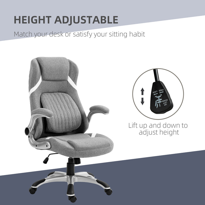 Vinsetto Fabric Office Desk Chair with Adjustable Height Tilt Function Grey