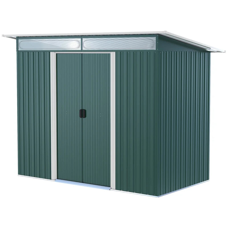 Outsunny Metal Garden Shed 260L x 133W x 200Hcm - Green