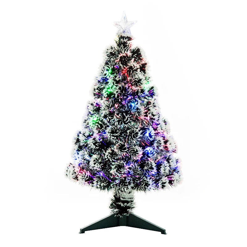 Christmas Time 3ft 90cm Green/White Artificial Christmas Tree W/ Prelit LED Lights-Multicolor