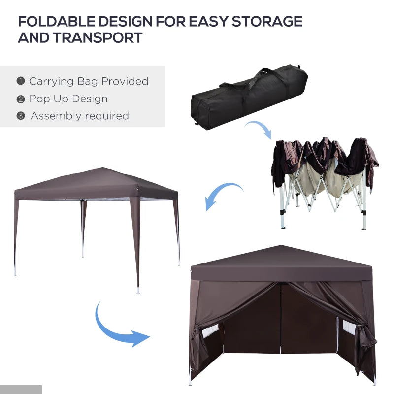 Outsunny  Gazebo 3mx3m - Coffee coloured shelter