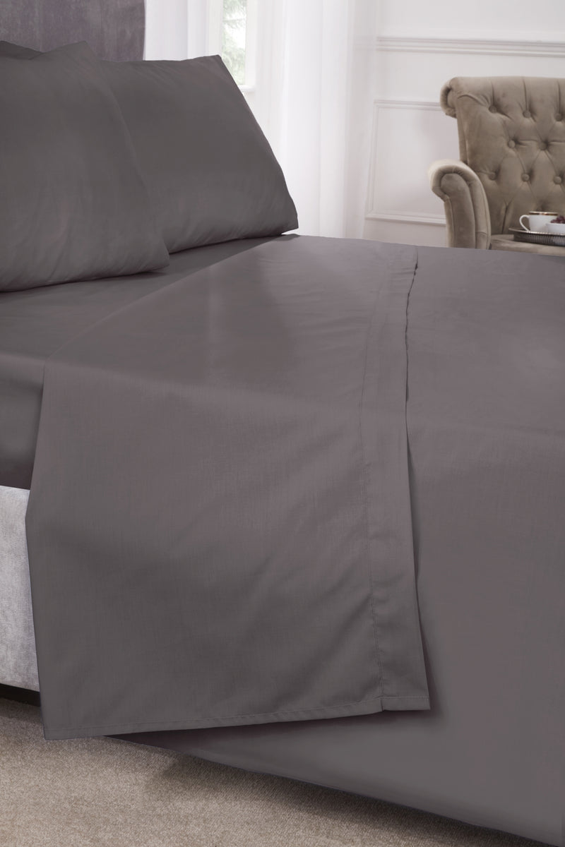 180 Thread Count Percale Flat Sheet in Grey