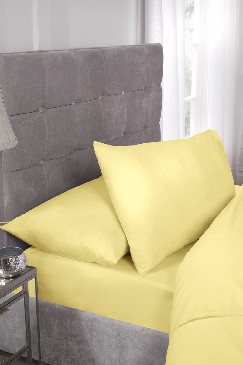 180 Thread Count Percale Pillowcase (Pair) in Lemon